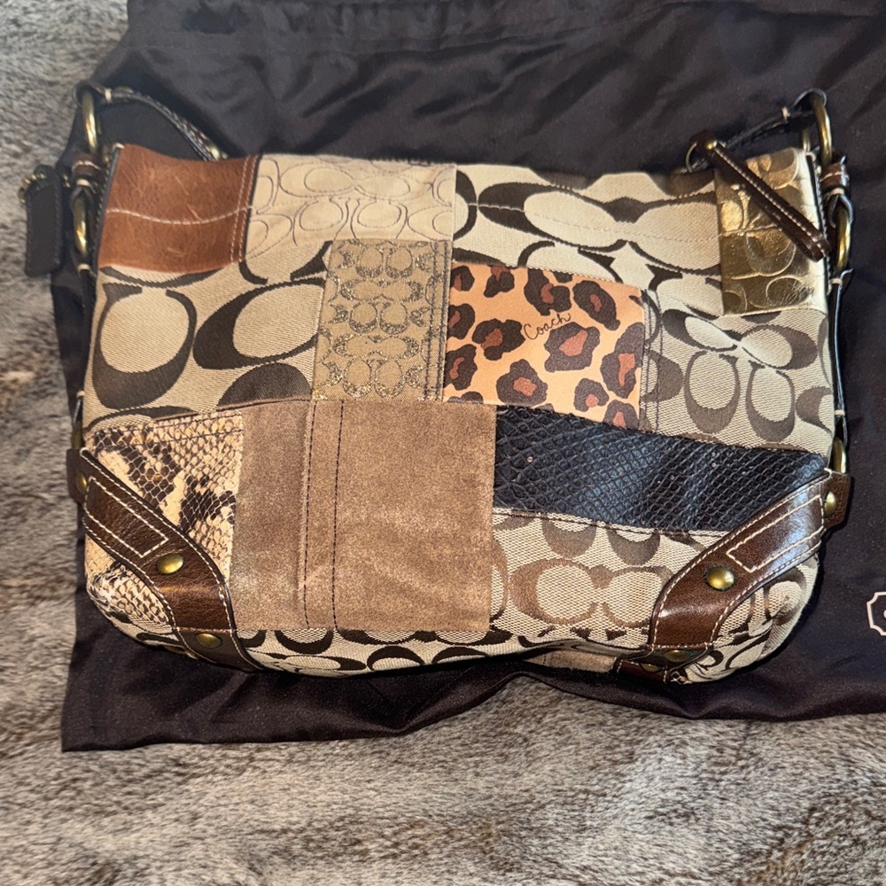 Coach Patchwork Shoulder Bag in Brown, Tan & Cream - Picture 3 of 7